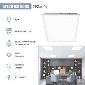 NGT 48 Inch <b>LED</b> Panel <b>Light</b> 72W 5000K Daylight Slim Flat Ceiling Fixture for Office Building Modern Design Easy Installation - Product Image 2