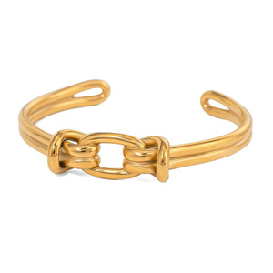 Bracelet à double nœud ouvert en acier inoxydable plaqué or 18 carats, bijoux unisexes pour tous les jours, origine Yiwu - Product Image 1
