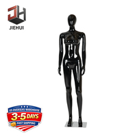 Glänzend schwarze weibliche Schaufensterpuppe, gesamter Körper, gesichtslos, aus PP, für Boutique-Bekleidungsgeschäfte, Schaufensterdekoration, Visual Merchandising