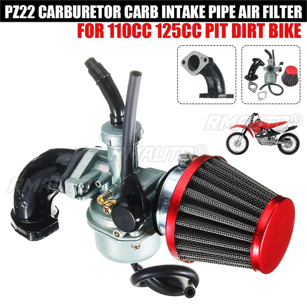22mm PZ22 Carb için karbüratör hava filtresi emme borusu 110cc 125cc SSR Lifan CRF50 Pit kir bisiklet motosiklet ATV