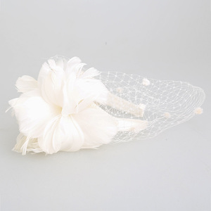 PP Braid Base Satin Wrapped <strong>Headband</strong> Fascinator <strong>Veil</strong> Dot Trim Accessory Fascinator Feather Flower <strong>Headband</strong> for Party - Product Image 4