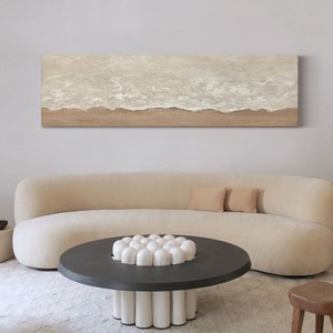 Hand Painted Oil <b>Painting</b> Abstract Beach Scene 3D Visual Effect Minimalist Style Wall Art <b>For</b> Bedroom Or Living Room Decoration - Product Image 3