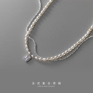 S925 <b>Silver</b> Korean Version Tulip <b>Necklace</b> with Sweet Synthetic <b>Pearl</b> Small Fresh Student Accessory D9322 - Product Image 2