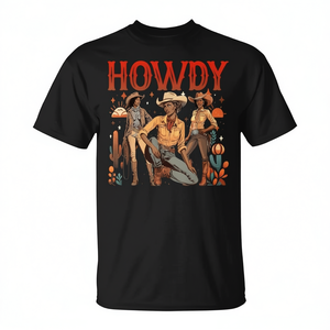Camiseta Howdy Western Cowgirl para mujer, manga corta, cuello redondo, impresión digital, ropa promocional - Product Image 2