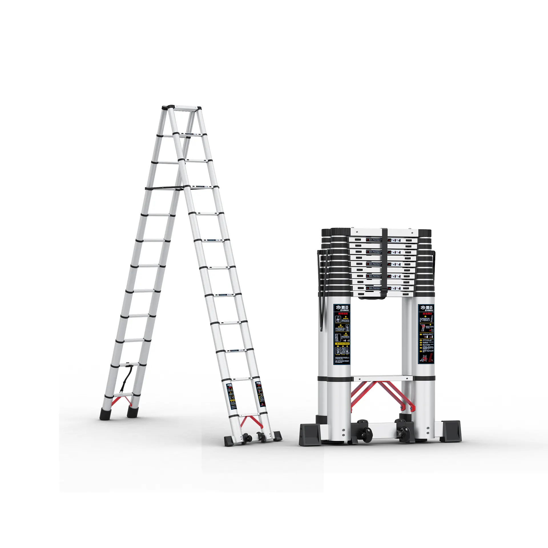Выдвижная лестница Многофункциональное использование алюминия для носки в помещении и ежедневного использования работы лестница телескопическая 4 ступенчатая лестница