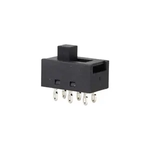 SS-22N02 Hot sale 3 pin black slide metal base side dial slide switch power on off switch