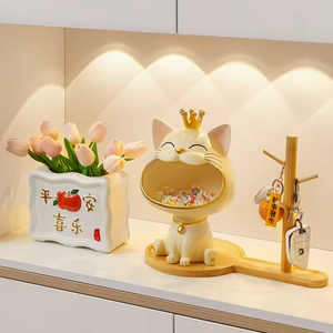 Gato de Boca Grande Creativo, Decoración de Resina para Sala de Estar, Entrada del Hogar, Almacenamiento, Adorno de Gato del Destino para Puerta/Mesa del Hogar - Product Image 6