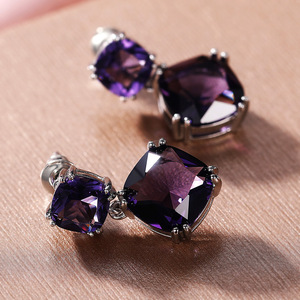 Orecchini Pendenti Quadrati Viola per Donne, Stile Elegante e Misterioso, Gioielli Pendenti alla Moda - Product Image 2