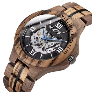 Luxury Men's Stainless Steel Mechanical Wood <b>Watch</b> <b>Automatic</b> <b>Custom</b> <b>Logo</b> Hollow Analog Design Factory Best Quality OEM Shanghai - Product Image 1