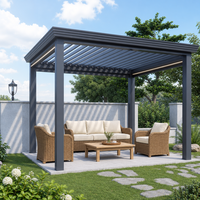 Pergola à lames orientables en aluminium électrique, motorisée, à fixation murale, pour jardin, patio, gazebo, extérieur