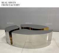 Table basse ovale en acier inoxydable, Table basse argentée, de luxe, moderne, ronde, pour salon