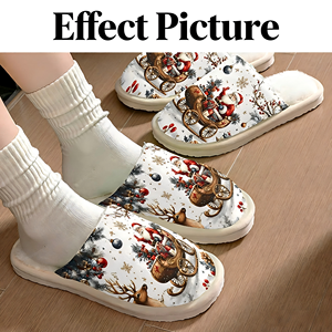 Pantoufles d'<span class=keywords><strong>hiver</strong></span> <span class=keywords><strong>en</strong></span> peluche antidérapantes personnalisées avec logo OEM, motifs fruits, animaux, Noël, Halloween, pour femmes et hommes, pour la maison, l'hôtel - Product Image 3