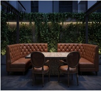 Meubles de restaurant d'hôtel modernes, canapé Chesterfield en cuir rétro à dossier haut capitonné, ensembles de bancs de café