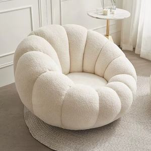 Fauteuil Pivotant en Tissu Lambswool, Canapé Lit Simple, Méridienne Paresseuse pour Balcon - Product Image 3