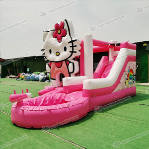 Nhà bị trả lại Xin Chào mèo trượt nước màu hồng bouncy lâu đài Inflatable Inflatable bouncy với hồ bơi - Product Image 5