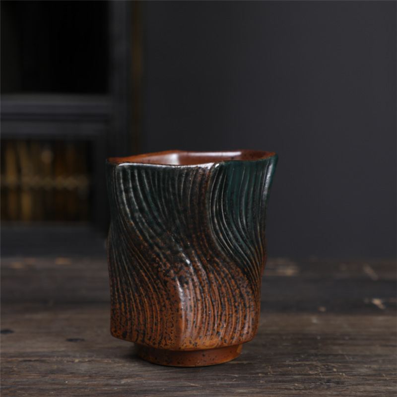 Taza de té Line boca cuadrada 150ml - spray verde