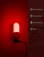 Lampu Malam Sensor Gerak LOHAS Merah, Lampu Malam Plug-in untuk Anak-anak, Lampu LED Merah 0.6W dengan Sensor Gerak untuk Kamar Tidur