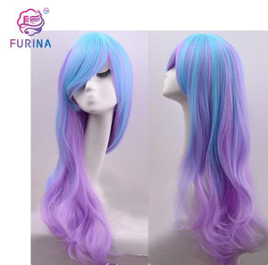 Usine prix de gros coloré Cosplay <span class=keywords><strong>Anime</strong></span> perruque longue ondulée synthétique Cosplay perruques Super mode et Cool <span class=keywords><strong>coiffure</strong></span> pour Cosplay - Product Image 4