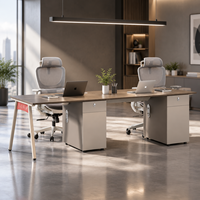 Poste de travail moderne pour 2 personnes avec meuble mobile et chaise de bureau ergonomique en maille pour projets - Usine de Foshan