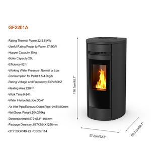 Chaudière Poêle Conception Ronde Européenne 22kw Domestique Biomasse Poêle À Granulés Hydro Chaudière À Granulés <span class=keywords><strong>De</strong></span> Bois Avec Télécommande - Product Image 2
