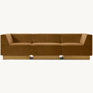 طقم أريكة تشيسترفيلد RH <span class=keywords><strong>HARVEY</strong></span> PROBBER CUBO، أريكة قطاعية معيارية من 3 قطع بتصميم مائل، تنجيد قماشي بني لغرفة المعيشة - Product Image 1