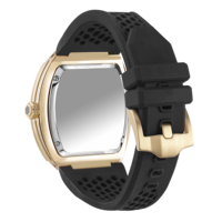 Montre mécanique pour homme en silicone automatique avec squelette en forme de tonneau personnalisé, pierres arc-en-ciel, lunette en silicone, 26 mm