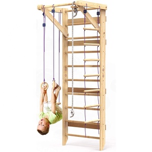 Indoor Wood Swedish Ladder gym wall bars With wall mounted pull up bar