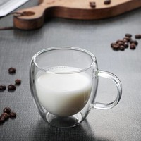 Offre Spéciale – Tasse à thé en verre borosilicate transparent à double paroi de 80 ml avec poignée, idéale pour les mariages