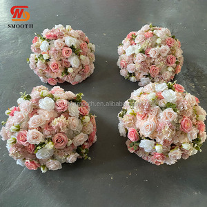SMOOTH Décoration florale de mariage personnalisée Centre de table Boule de fleurs de cerisier en soie blanche de 60 cm pour la décoration de mariage - Product Image 3