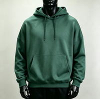 Sweat à capuche vert personnalisé, écologique, uni, 300 g/m², avec poche kangourou, anti-rétrécissement, respirant, coupe ample