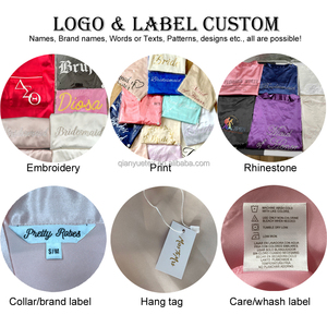 Batas con logotipo bordado personalizado, venta al por mayor de fábrica, <span class=keywords><strong>bata</strong></span> de satén de lujo para mujer, batas nupciales para damas de honor con bolsillos de tubería, diseño OEM - Product Image 6