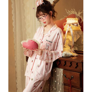 Conjunto de Pijama de Algodón para Mujer, Manga Larga, Primavera y Otoño, Estilo Hogareño, OEM, Marca United <span class=keywords><strong>Mary</strong></span> Cat - Product Image 1