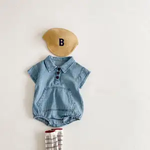 Engepapa Infants Short Sleeve Jumpsuit Summer Newborn Cool Collar Romper Baby Clothes