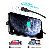 Câble USB C à 90 degrés 60W, câble USB C à angle droit, câble USB C vers USB C plat à 90 degrés