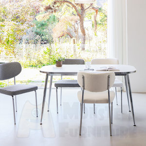 Table à manger Maison Hailey, design moderne et contemporain, surface durable et facile à nettoyer, pieds en chrome de qualité supérieure, acier thermolaqué - Product Image 5
