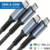 Cable Tipo C de Carga Rápida, Cable USB C de Carga Rápida de 240W 5A, Cable USB-C Trenzado de Nailon Personalizado de Fábrica de 1m 2m 3m