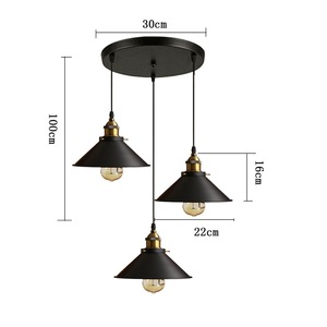 Lustre rétro américain transfrontalier, style petite robe noire, pour café en fer forgé, comptoir de bar, restaurant, à trois têtes - Product Image 1