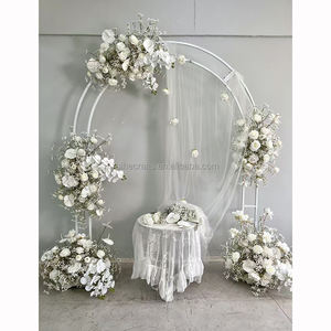 Panel de Flores Colgantes de Rosas Blancas, Flores de Seda, Baby Breath, Panel de Esquina, Camino de Flores para Decoración de Bodas, Fiestas y Compromisos - Product Image 5