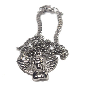<span class=keywords><strong>Collana</strong></span> da Uomo Hip Hop alla Moda in Acciaio Inossidabile Catena Cubana 3mm Placcata Oro <span class=keywords><strong>con</strong></span> Ciondolo Angelo Bambino <span class=keywords><strong>con</strong></span> Ali - Product Image 2