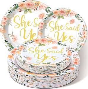 Hot Selling Modern Rustic-Style Disposable Wedding <b>Paper</b> Plates 'Mr Mrs' for Reception & Engagement Parties 9 Inches Bulk Pack" - Product Image 2