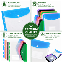 Pochette de classement A4 à 11 trous avec logo personnalisé, épaisseur 0,20 mm, perforation verticale et horizontale, pour fournitures d'organisation de feuilles mobiles