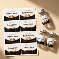 Étiquettes personnalisées holographiques laser pour peptides, assorties aux boîtes, flacons cosmétiques 3ml/5ml/10ml, étanches, résistantes à la chaleur, haute viscosité