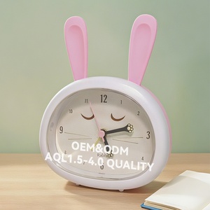 Tùy chỉnh trẻ em món quà dễ thương Bunny tối thiểu Retro vui thạch anh bảng cơ khí bàn Analog <span class=keywords><strong>Loud</strong></span> báo động im lặng Đồng hồ máy với kim - Product Image 1