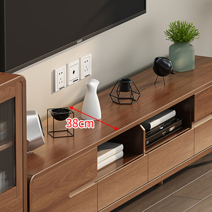 Mobile <span class=keywords><strong>TV</strong></span> <span class=keywords><strong>in</strong></span> Legno Massello Stile Mid-Century con Cassetti per <span class=keywords><strong>TV</strong></span> da 65+ Pollici, Centro di Intrattenimento per Soggiorno - Product Image 5