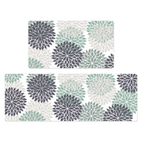 Set Keset Dapur Kamar Mandi Anti-Kelelahan Anti-Selip Berbahan Busa PVC Tebal 0.4 INCI dengan Alas Busa PVC, Motif Bunga Modern, Tahan Minyak, Mudah Dirawat