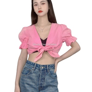 Top Corto Informal de Moda para Mujer, Top Rosa Sexy de Verano para Chicas - Product Image 2