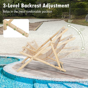 Silla de Descanso Plegable de Madera Maciza, Diseño Moderno, Tumbona para Exteriores con Posición Ajustable y Reposacabezas - Product Image 5
