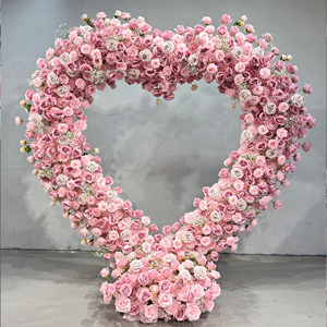 Arche florale en soie artificielle en forme de cœur, couleur personnalisée, fabriquée par MTY, respectueuse de l'environnement, pour décorations de mariage - Product Image 1