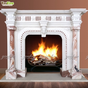 Cheminée en marbre de <span class=keywords><strong>pierre</strong></span> naturelle <span class=keywords><strong>blanche</strong></span> européenne de taille standard pour la maison - Product Image 3