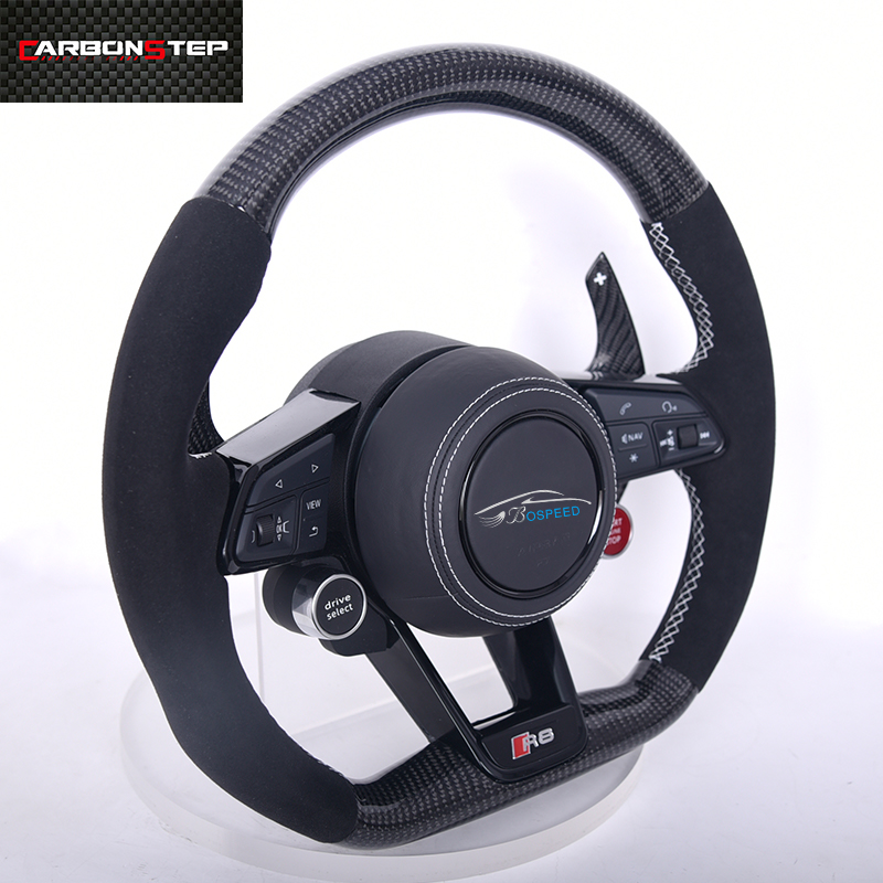 Оригинальное рулевое колесо из углеродного волокна для Audi A3 A4 A5 R8 RS3 TTRS, Автомобильное рулевое колесо из углеродного волокна